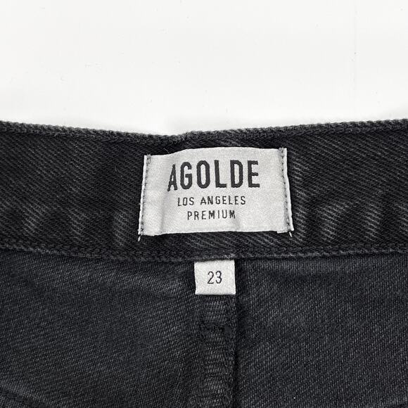 AGOLDE Parker Black Denim Cutoff Shorts Women’s Size 23 Casual Summer Festival - Picture 3 of 5